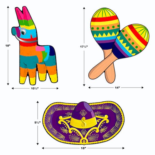 Beistle Fiesta Maraca, Sombrero & Pinata Cutout Packs, 2ct.